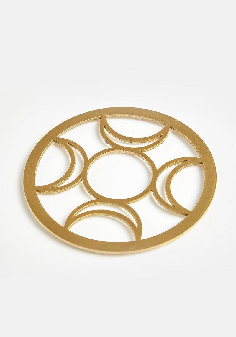 TRIPLE MOON BRASS COASTER