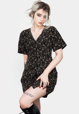 Gardenia Print Button Down Mini Dress