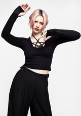 Joanna Pentagram Long Sleeve Ribbed Top