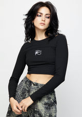 Eye of Horus Rib Cut Out Long Sleeve Top