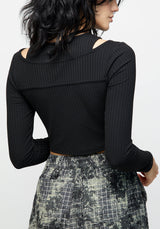 Eye of Horus Rib Cut Out Long Sleeve Top