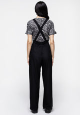 Realm Wide Leg Suspender Trouser - Midnight Black