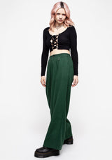 Oberon Green Wide Leg Linen Blend Trousers