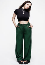 Oberon Green Wide Leg Linen Blend Trousers