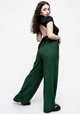 Oberon Green Wide Leg Linen Blend Trousers