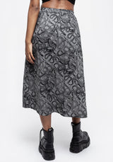 Ophidia Snakes Print Midi Skirt - Grey