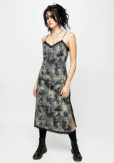 Grime Check Lace Midi Slip Dress