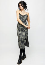 Grime Check Lace Midi Slip Dress