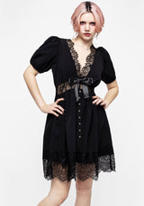 Mortuary Lace Button Up Mini Dress