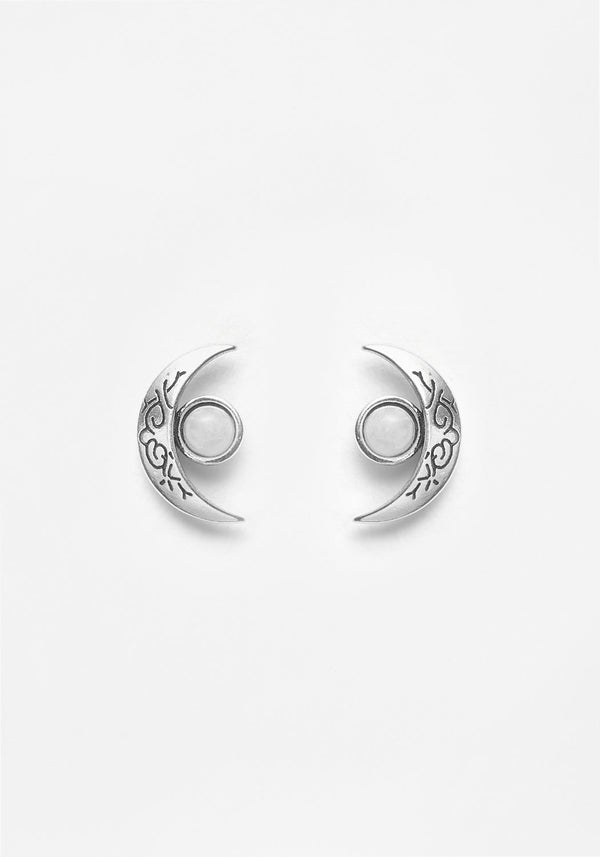 CRESCENT MOONSTONE STUDS