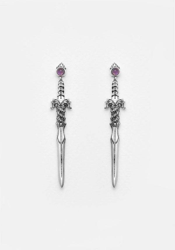 RITUAL DAGGER AMETHYST DROP EARRINGS